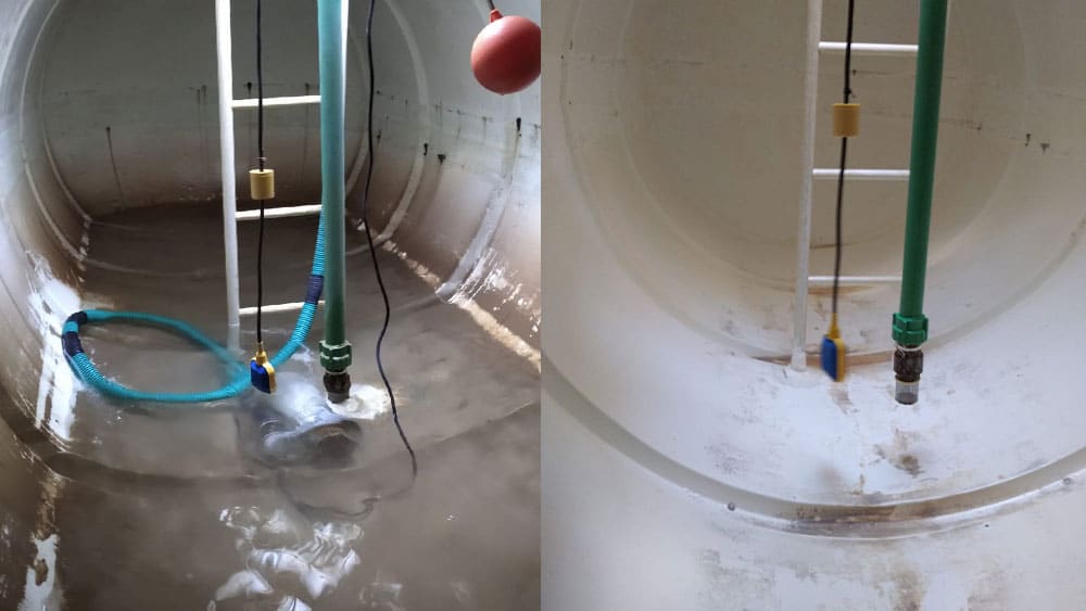 Overhead water tank cleaning